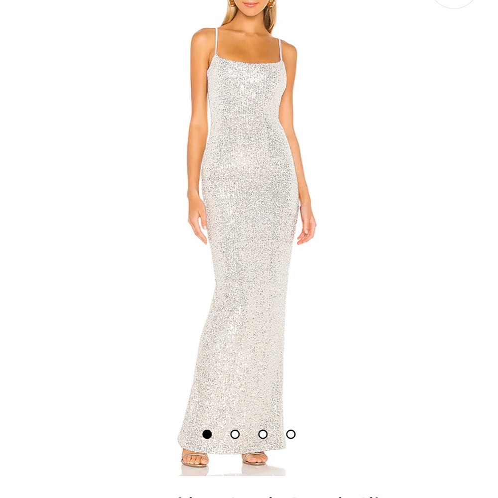 REVOLVE Lovers Nothings Sequin Gown in Silver - Nookie